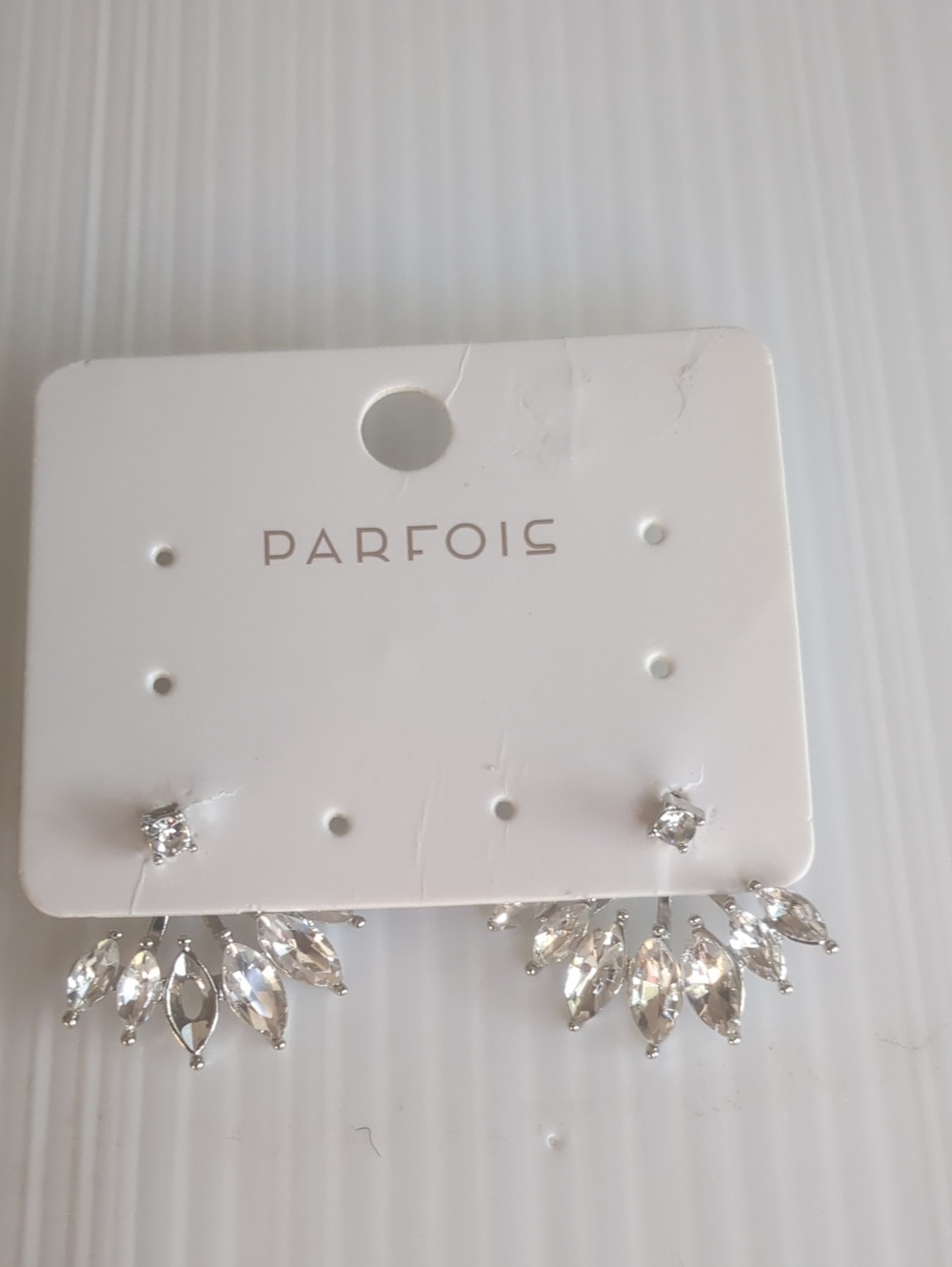 Silver Crystal Ear Jacket Earrings - Clear
